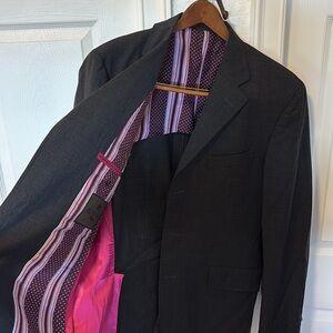 Etro Men's Charcoal Gray Blazer Vibrant Lining made in Italy 52 EU or 42 Jacket